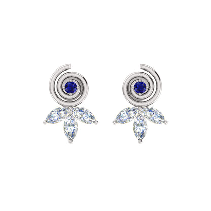 RKC Damen-Ohrring „Blume“ aus 925er-Sterlingsilber, 14 Karat Gelbgold mit einem Gesamtgewicht von 1,40 g, Höhe 11,40 mm