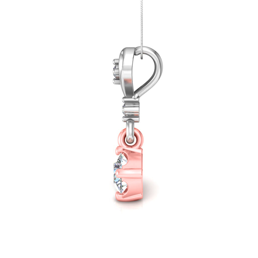 RKC Anello a cuore con pendente in argento con moissanite da 0,40 ct, finitura in oro giallo 14 carati, peso 2,8 g, altezza 15 mm