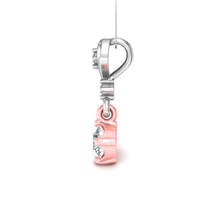 RKC Anello a cuore con pendente in argento con moissanite da 0,40 ct, finitura in oro giallo 14 carati, peso 2,8 g, altezza 15 mm
