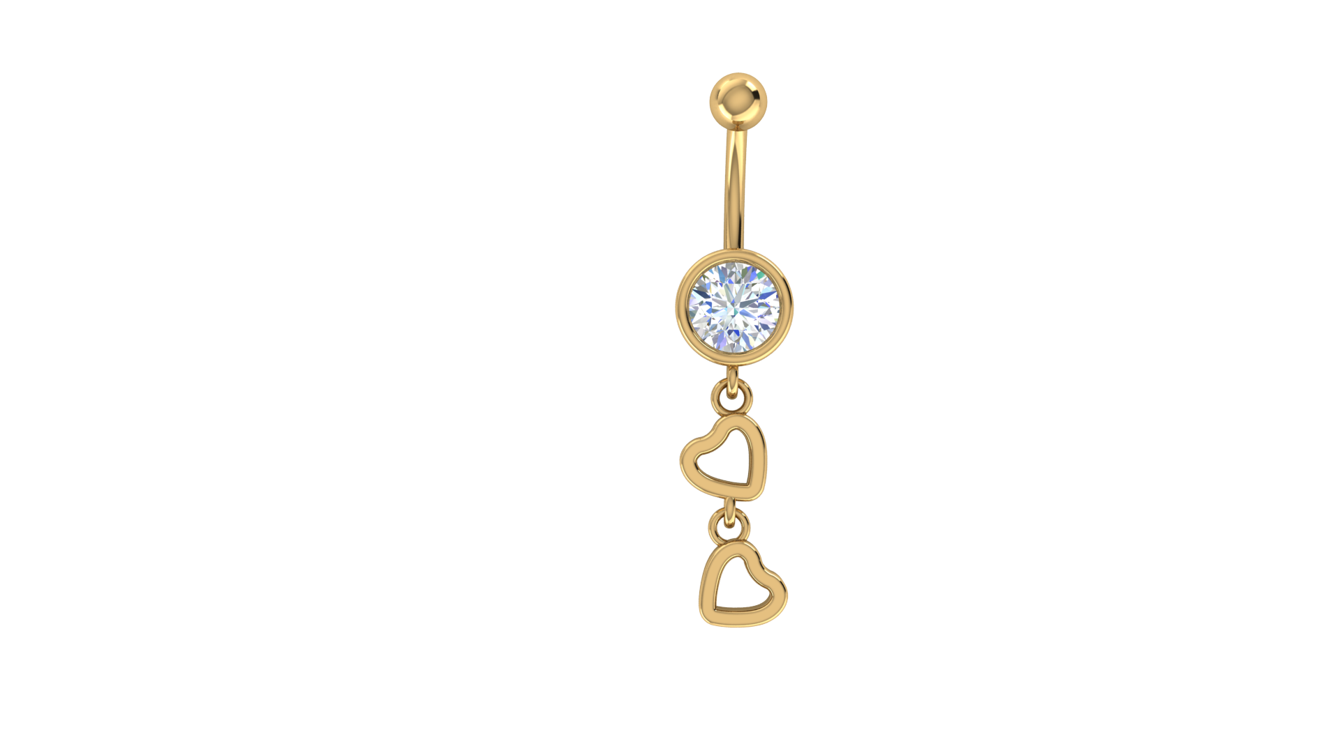 RKC JEWELRY Damen-Bauchnabelschmuck aus 925er Sterlingsilber, 14 Karat Gelbgold vergoldet, Produktgewicht: 1,10 g