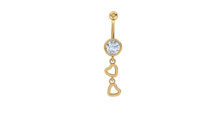 RKC JEWELRY Damen-Bauchnabelschmuck aus 925er Sterlingsilber, 14 Karat Gelbgold vergoldet, Produktgewicht: 1,10 g