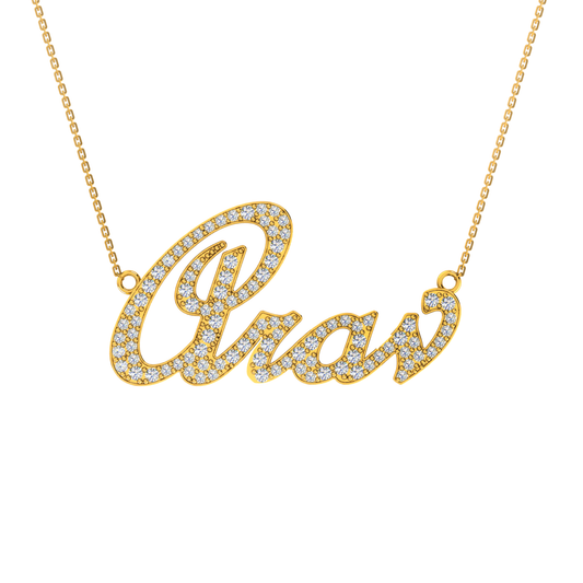 RKC Moissanite /Cubic Zirconia Initial Customize Name Pendant Necklace 14k Yellow Gold Plated