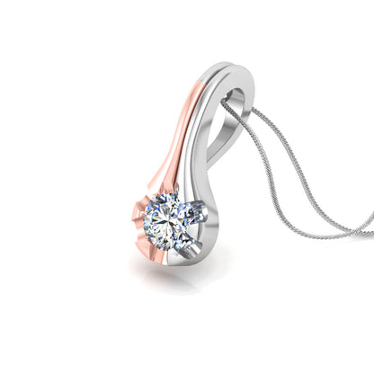 Ciondolo in moissanite con goccia d'argento da matrimonio solitario RKC da 0,25 CT, placcato in oro rosa 14 carati, peso 3,00 g, altezza 14,00 mm