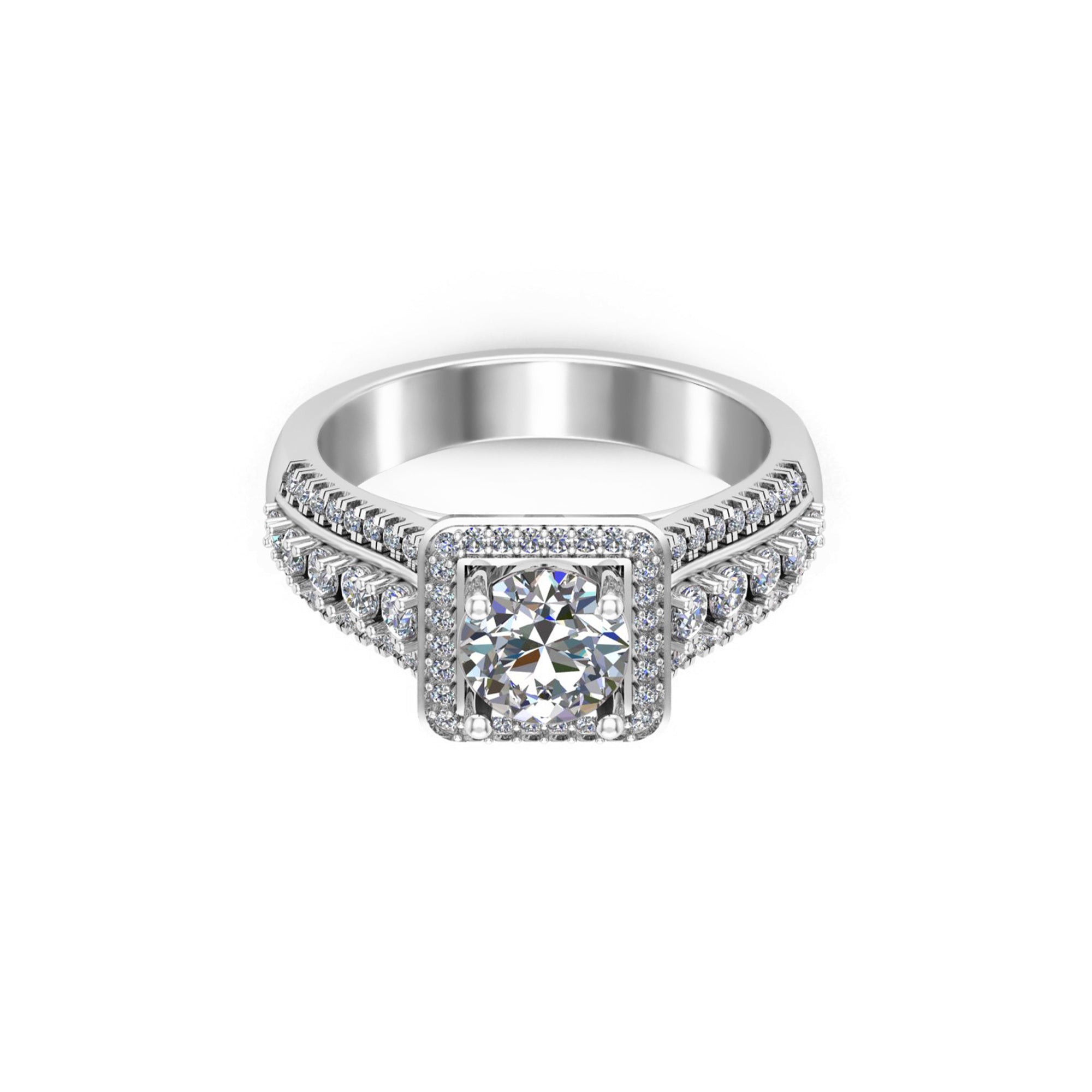RKC Moissanit-Halo-Hochzeits-Brautring, 925er Sterlingsilber, 14 Karat Gelbgold vergoldet, Gewicht 6 g, Breite 3,50 mm