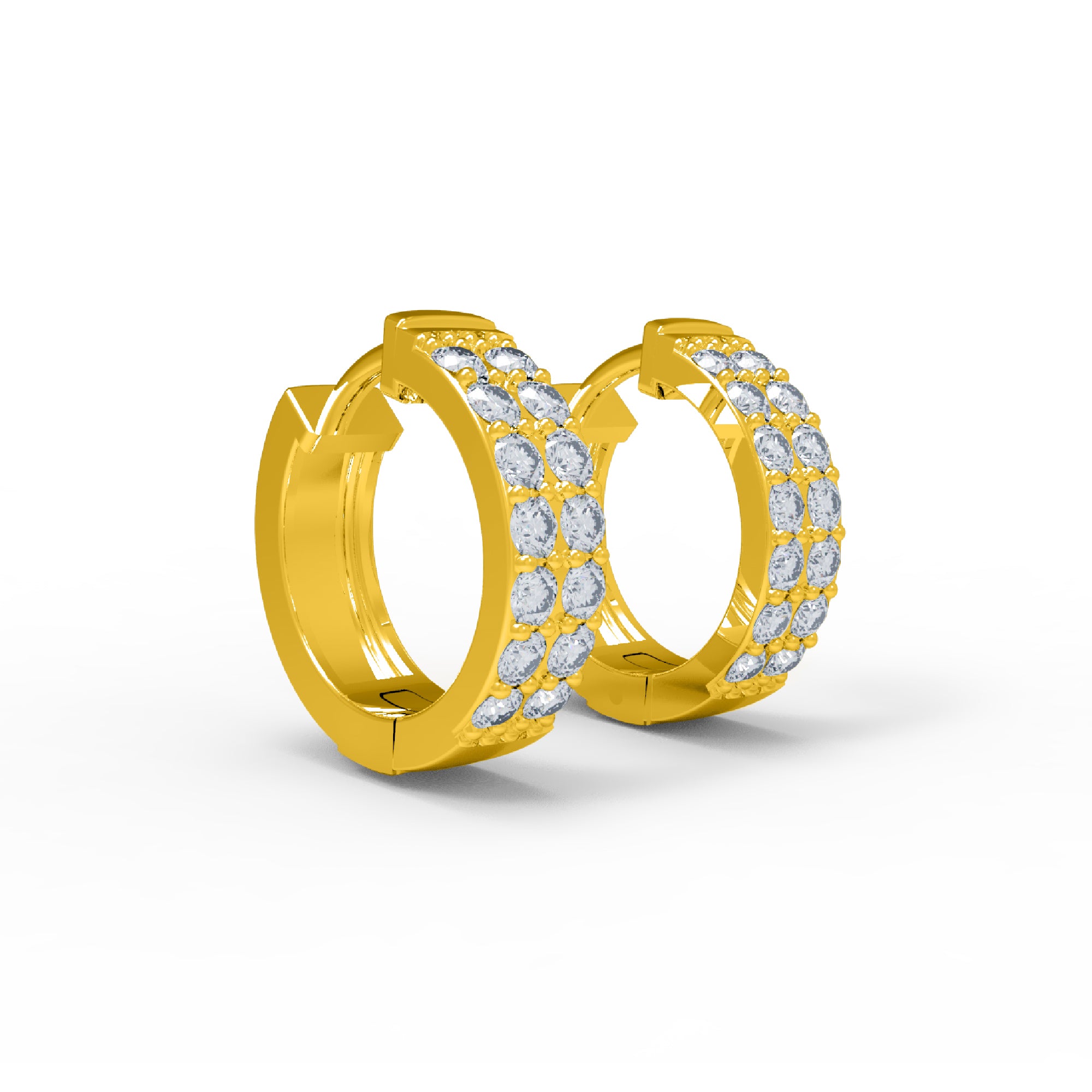 RKC 925 Sterling Silber Clip-On Hoop & Huggies Damen-Ohrring, 14 Karat Gelb, Gesamtgewicht 4,50 GM, Höhe 16,00 mm