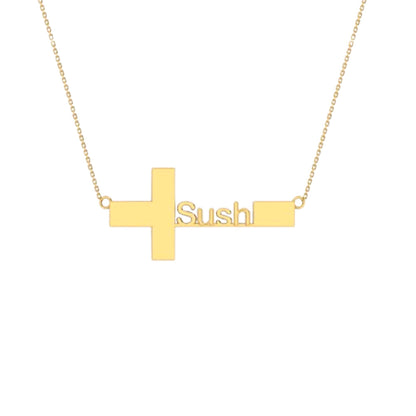 RKC SUSH Name Cross Shape Pendant Necklace Birthday Gift For Girls 925 Sterling Silver