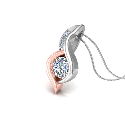 RKC 925 Sterling Silber runder Moissanit-Anhänger mit 0,92 CT, 14 Karat Roségold vergoldet, Gewicht 3,00 g, Höhe 15 mm