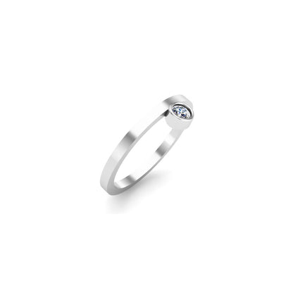 Anello di fidanzamento rotondo in moissanite RKC da 3 mm in argento 925 placcato in oro giallo 14k per donna Peso 1,40 g Larghezza 1,60 mm