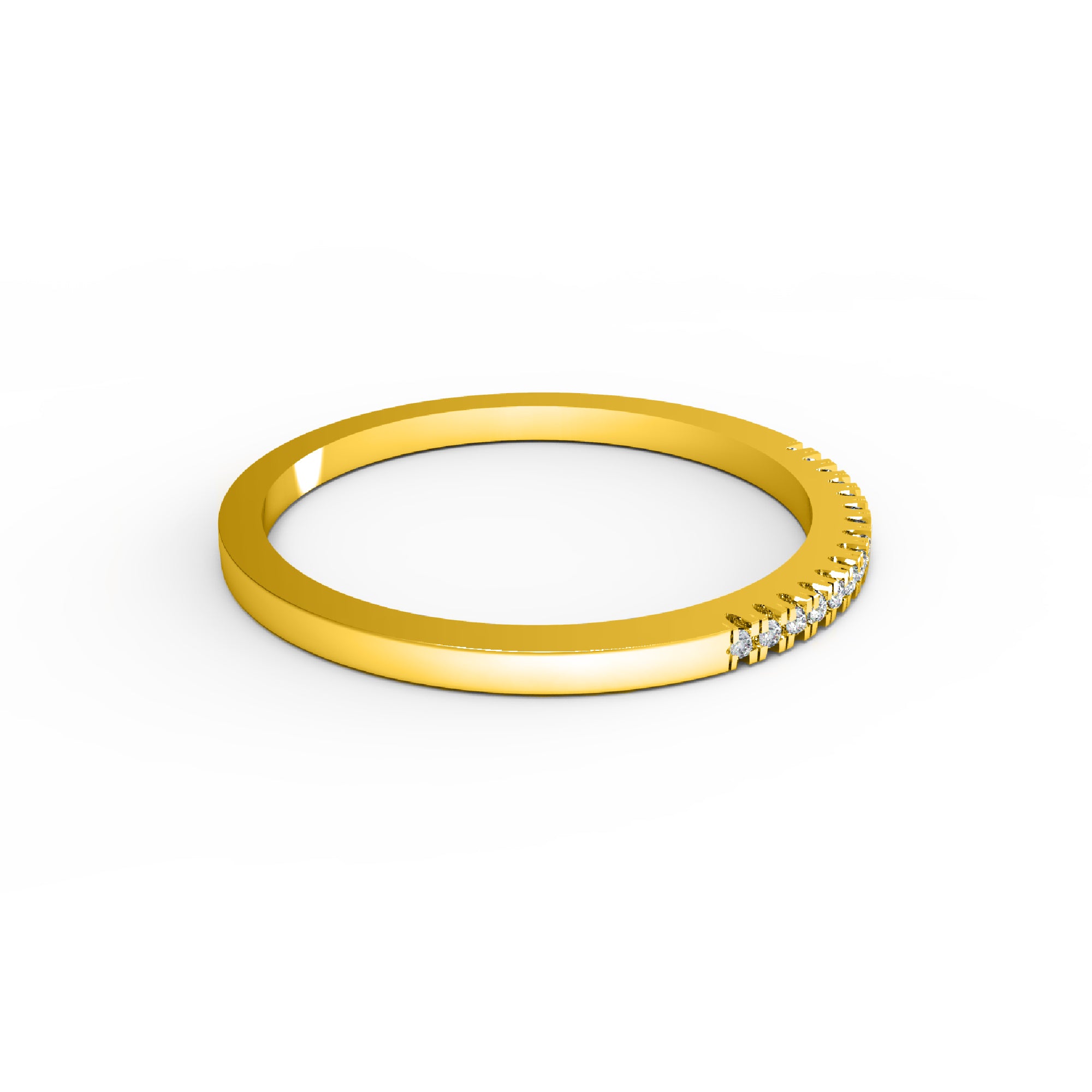 Fede nuziale RKC Moissanite da donna Half Eternity in argento 925 placcato oro rosa 14 carati Peso 1 g Larghezza 1,30 mm