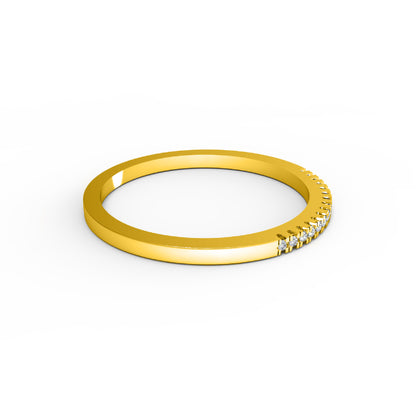 Fede nuziale RKC Moissanite da donna Half Eternity in argento 925 placcato oro rosa 14 carati Peso 1 g Larghezza 1,30 mm