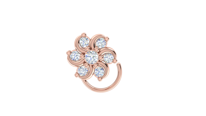 RKC JEWELRY Damen-Nasennadel mit floralem Moissanit-Motiv aus 925er-Sterlingsilber, 14 Karat Gelbgold vergoldet, Gewicht 1,00 g