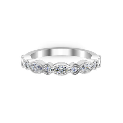 Anello a fascia minimalista da donna RKC Marquise Moissanite Anello in argento sterling 925 placcato oro rosa 14 carati Peso 2 g Larghezza 1,80 mm