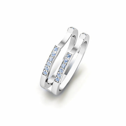 RKC 0,24 CT Fascia rinforzata con protezione avvolgente in Moissanite a taglio rotondo per donna in argento 925 Peso 4,30 g Larghezza 7,80 MM