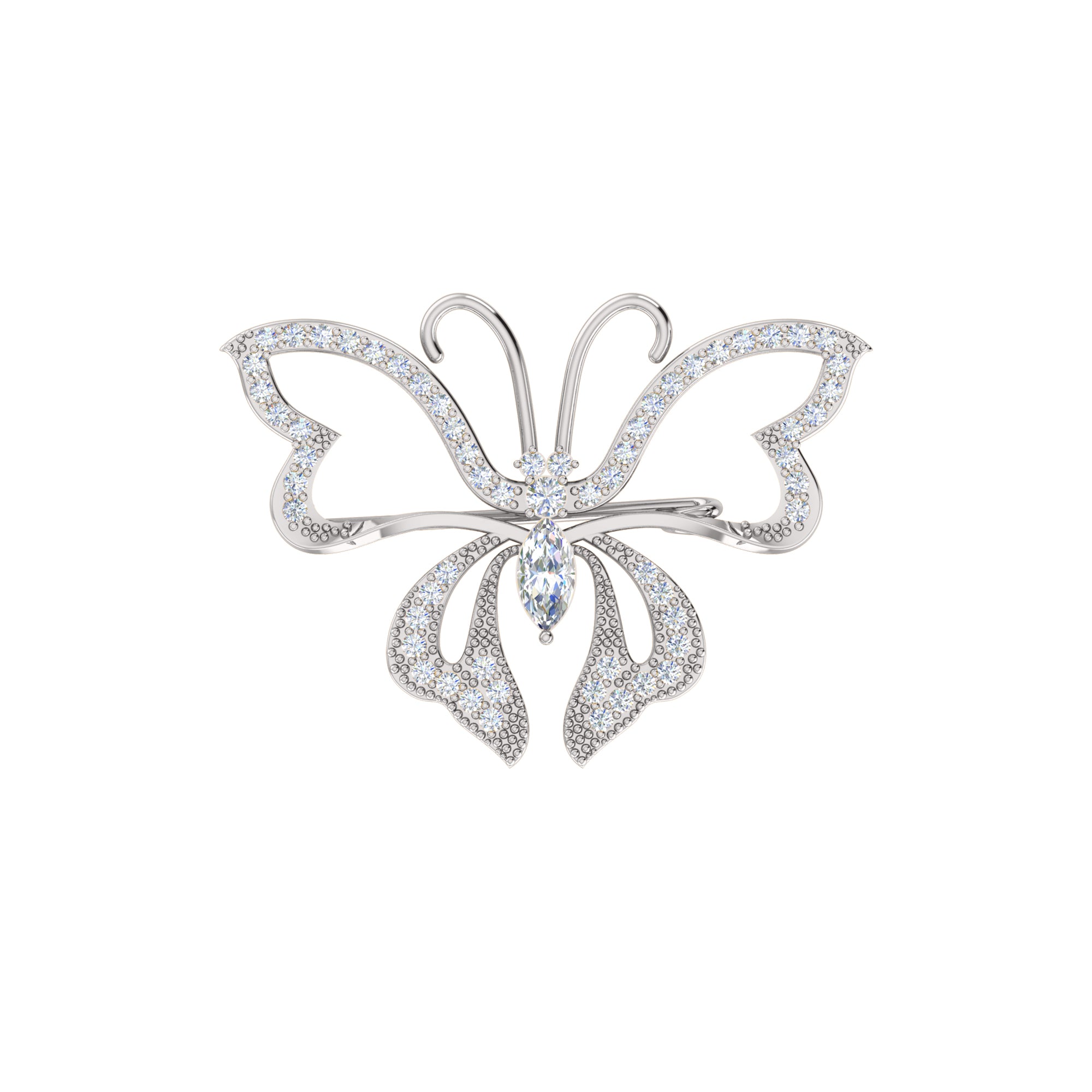 Spilla a farfalla in argento sterling 925 con moissanite da 0,96 ct, prodotto placcato in oro rosa 14 carati, peso 4,00 g