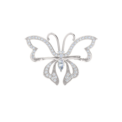 Spilla a farfalla in argento sterling 925 con moissanite da 0,96 ct, prodotto placcato in oro rosa 14 carati, peso 4,00 g