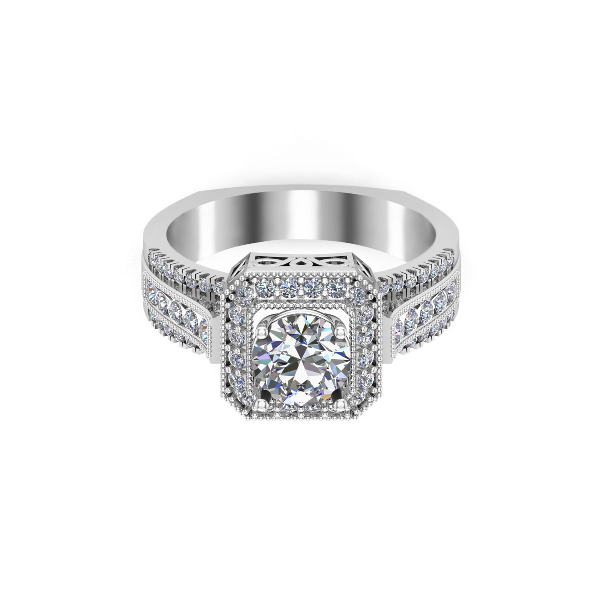 RKC Runder Moissanit-Verlobungs-Halo-Ring für Damen, 925er Silber, 14 Karat Gelbgold vergoldet, Gewicht 6,50 g, Breite 3,50 mm