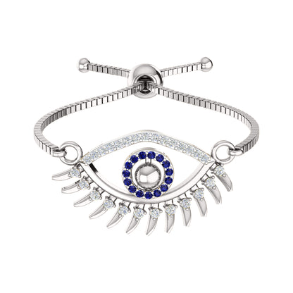 Bracciale da donna con pietre preziose multiple in argento sterling 925 RKC da 0,14 ct, placcato in oro giallo 14 carati, peso 3,80 GM, altezza 10,00 mm