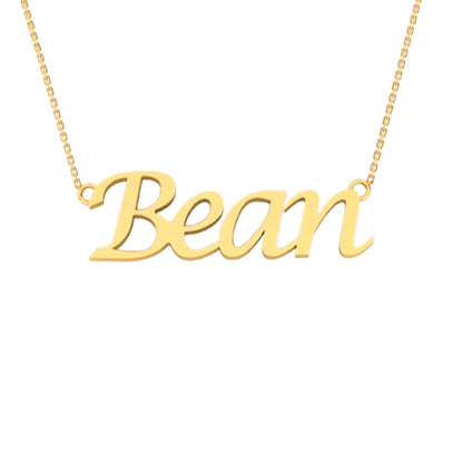 RKC Bean Initial Name Pendant Necklace 14k Yellow Gold Plated 925 Silver Gift For Women's Weight 3.5 gm