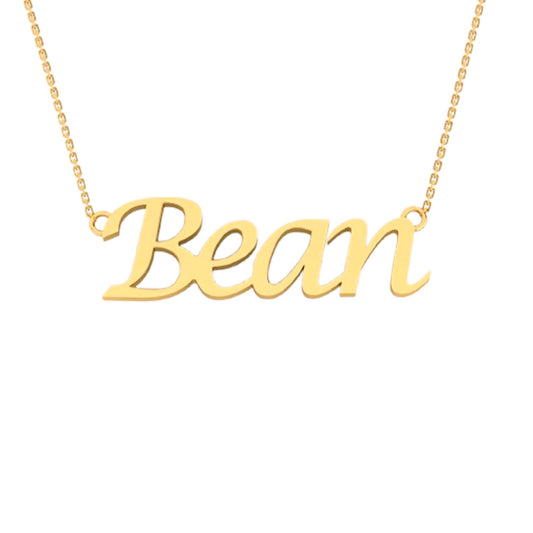 RKC Bean Initial Name Pendant Necklace 14k Yellow Gold Plated 925 Silver Gift For Women's Weight 3.5 gm