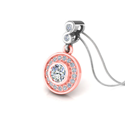 RKC Silver Halo 0,55 CT Moissanit runder Damen-Anhänger, 925er Silber, Gewicht 2,8 g, Höhe 15 mm