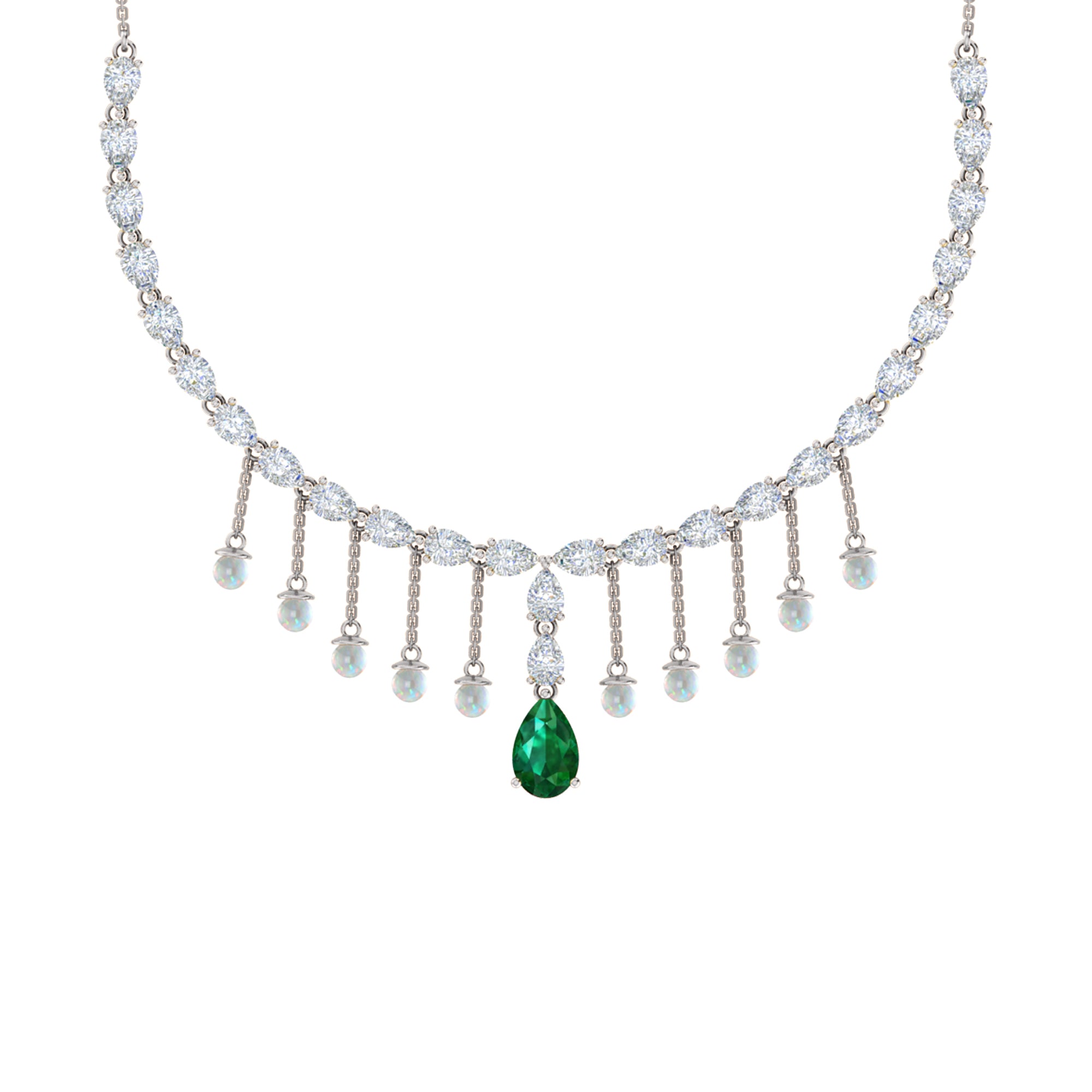 RKC Silver Statement Necklace 24 Carat Cubic Zirconia Necklace For Our Better Half Person Weight- 15gm