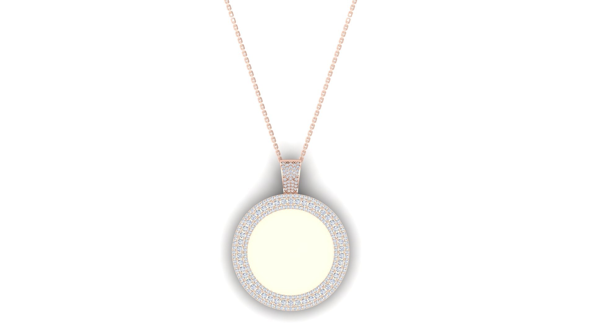 RKC Certified Moissanite Photo Memory Pendant Necklace 14k Yellow Gold Plated 925 Silver