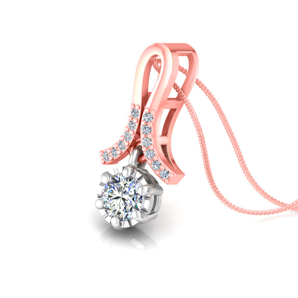 Ciondolo in moissanite da donna con goccia in argento sterling 925 RKC da 0,30 CT, per donna, placcato in oro rosa 14 carati, peso 3,1 g, altezza 16 mm