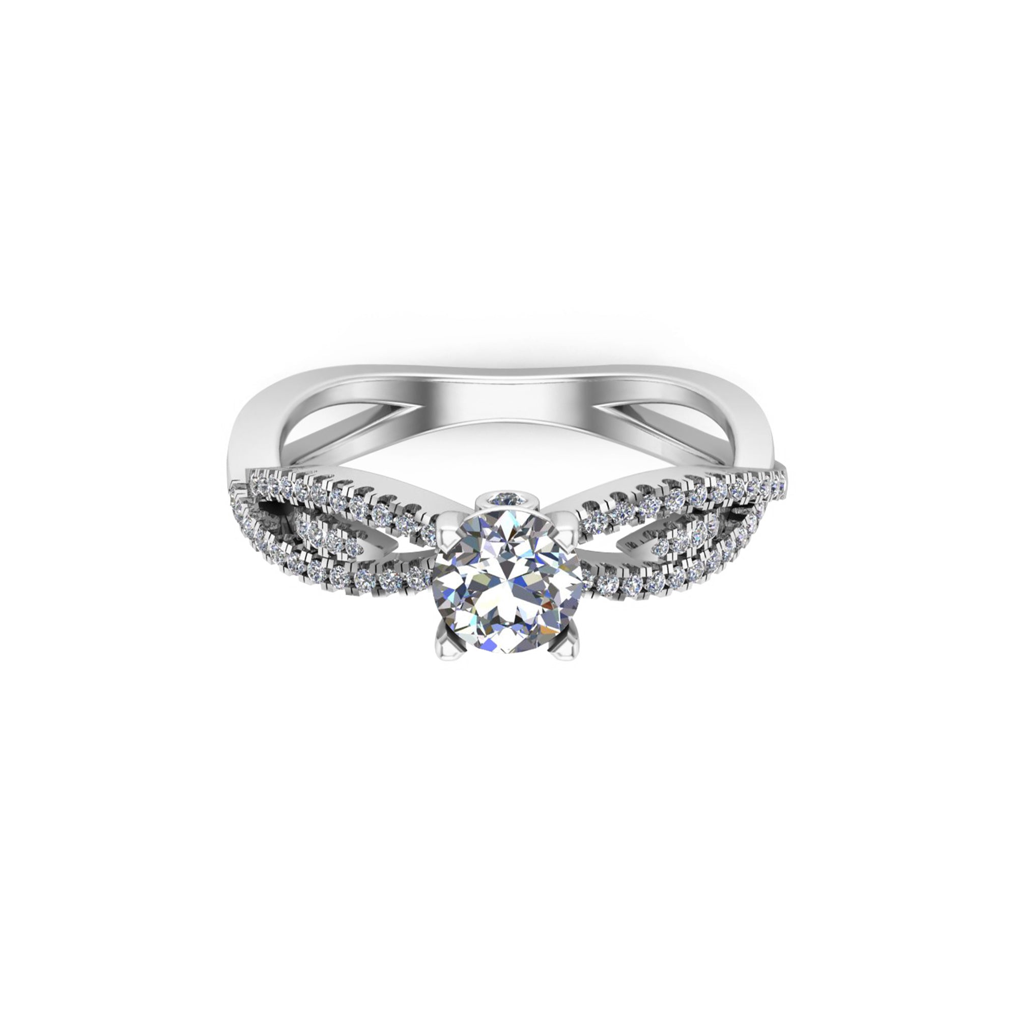 Anello di fidanzamento RKC rotondo GRA Moissanite Criss Cross Anello in argento 925 placcato oro rosa 14 carati Peso 3,50 g Larghezza 2,20 mm