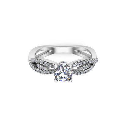 Anello di fidanzamento RKC rotondo GRA Moissanite Criss Cross Anello in argento 925 placcato oro rosa 14 carati Peso 3,50 g Larghezza 2,20 mm