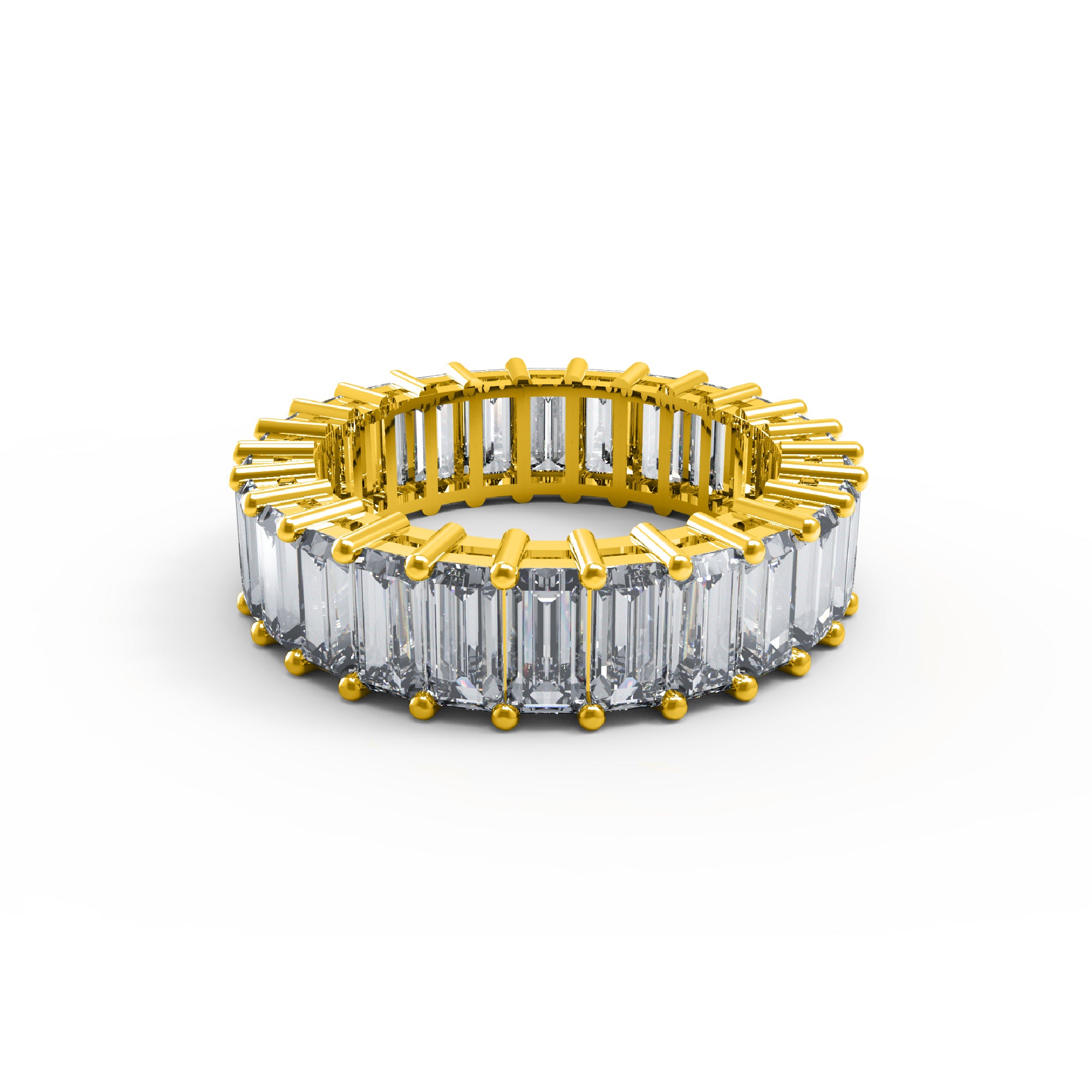 RKC Baguette Cut Moissanite Full Eternity Band per fidanzata Argento 925 placcato oro rosa 14 carati Peso 4 g Larghezza 5,80 MM