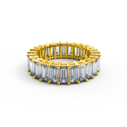 RKC Baguette Cut Moissanite Full Eternity Band per fidanzata Argento 925 placcato oro rosa 14 carati Peso 4 g Larghezza 5,80 MM