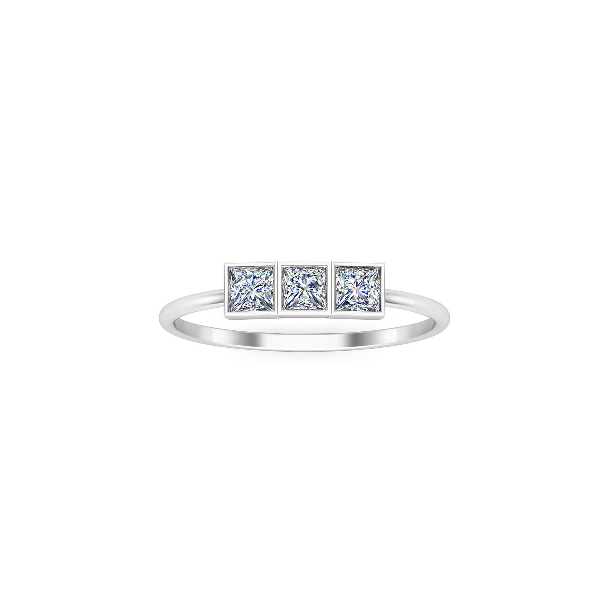 RKC Eheringring aus 925er-Sterlingsilber mit drei Prinzessinnen-Moissanit-Motiven, 14 Karat Gelbgold vergoldet, Gewicht 1,10 g