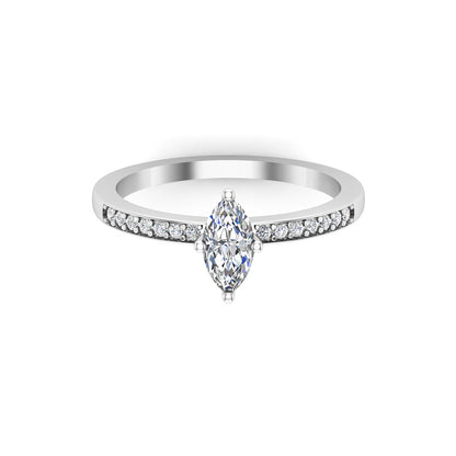 Solitario RKC Marquise Moissanite con accenti Fede nuziale in argento 925 placcato oro giallo 1,60 g