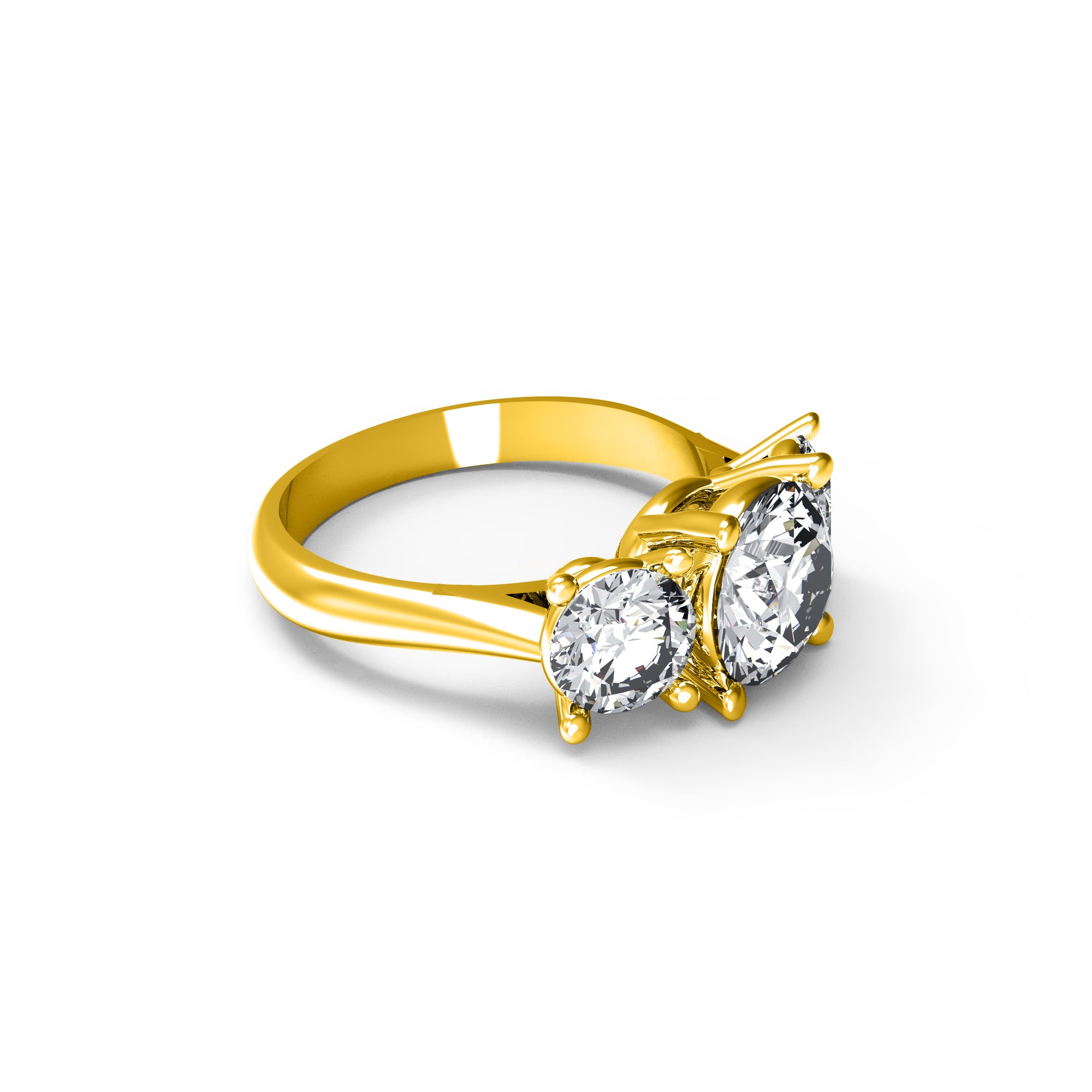 Fede nuziale rotonda con tre pietre Moissanite RKC, argento 925, placcato oro rosa 14 carati, peso 2,70 g, larghezza 2,60 mm