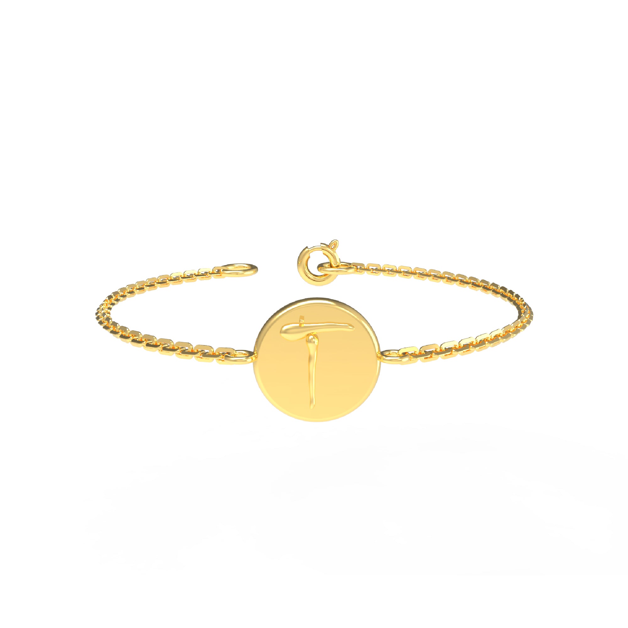 Bracciale iniziale a forma rotonda in argento sterling RKC 925, regalo per lei, placcato in oro giallo 14 carati, peso 3,25 g