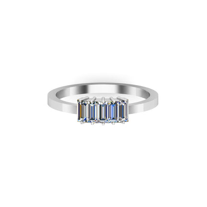 RKC Baguette Moissanit Damen-Geschenkring mit Versprechensband, 925er Silber, 14 Karat Gelbgold vergoldet, Gewicht 1,60 g, Breite 1,60 mm