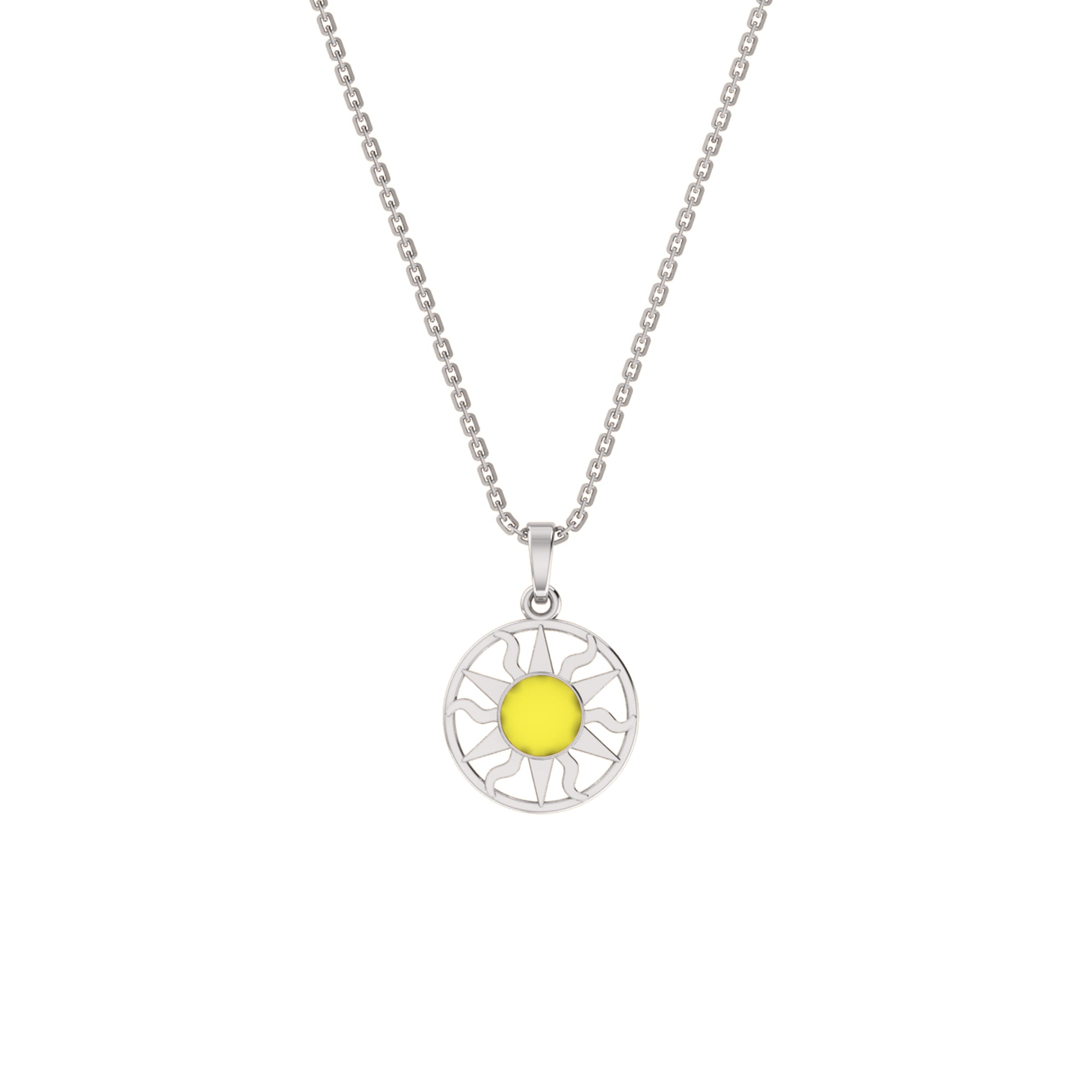 RKC Emaille-Sonnenanhänger, 925er Silberschmuck, 14 Karat Gelbgold vergoldet, Produktgewicht: 4,00 g, Höhe: 12,50 mm