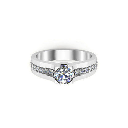 Solitario RKC Moissanite con accenti Micro Set Anello scopo Argento 925 Placcato oro giallo 14 carati Peso 3,2 g Larghezza 3,20 MM
