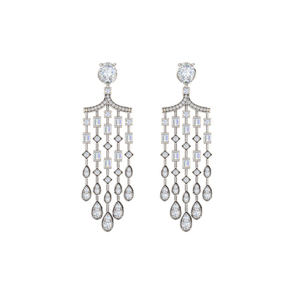 Orecchino da donna con pendente Halo in argento sterling RKC 925, oro giallo 14k, peso 8,00 GM, altezza 51,00 mm