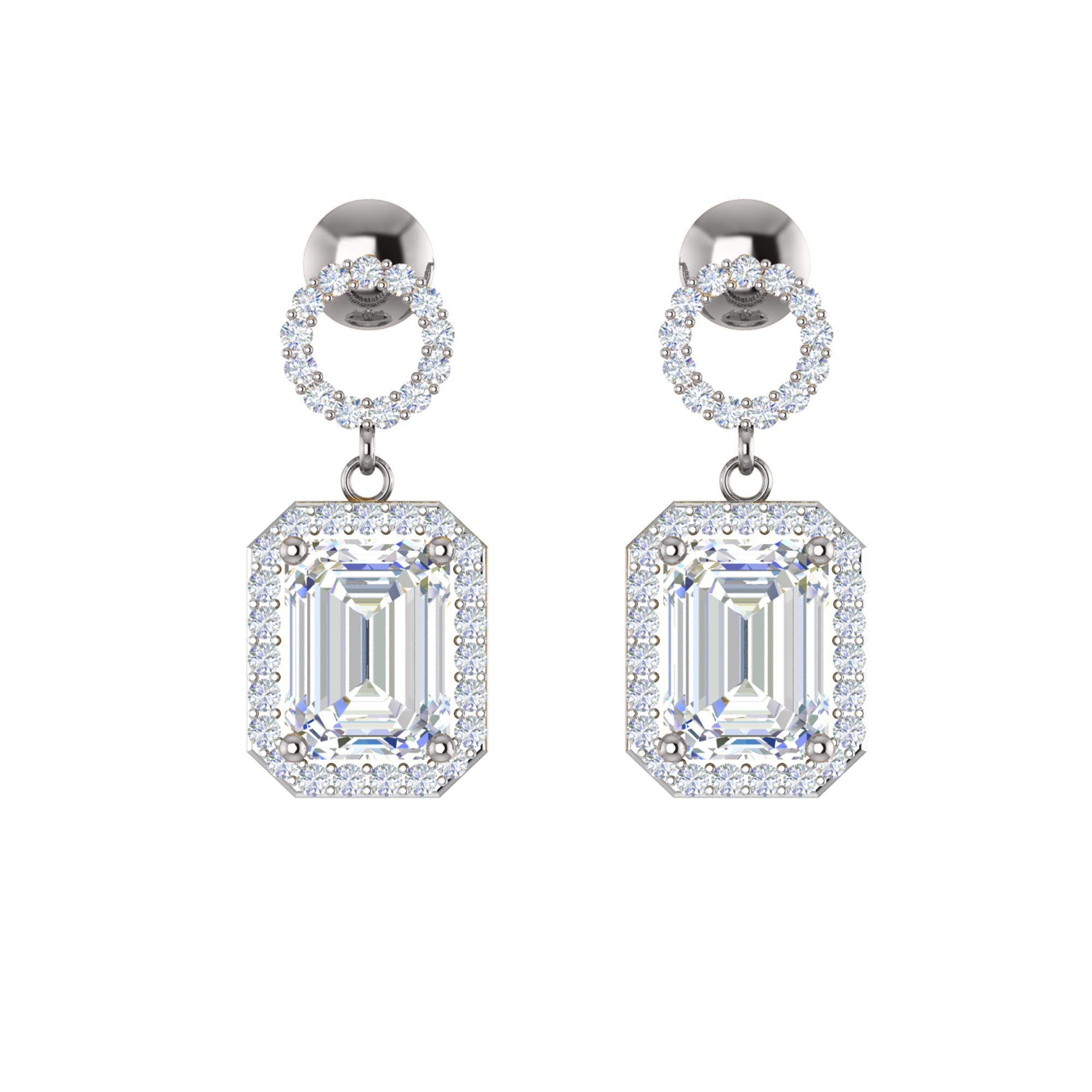 RKC 925 Sterling Silver Drop Ciondola Halo Orecchino da donna in oro giallo 14k su peso 3,20 altezza 19,60 mm