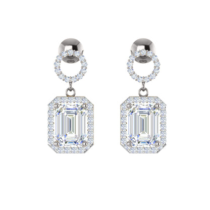 RKC 925 Sterling Silver Drop Ciondola Halo Orecchino da donna in oro giallo 14k su peso 3,20 altezza 19,60 mm