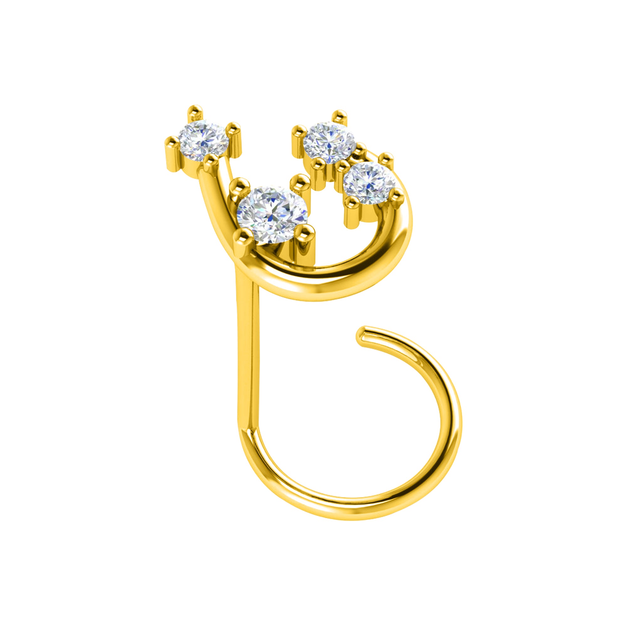RKC JEWELRY Damen-Nasennadel aus 925er-Sterlingsilber, Moissanit, 14 Karat Roségold vergoldet, Gewicht 0,80 g