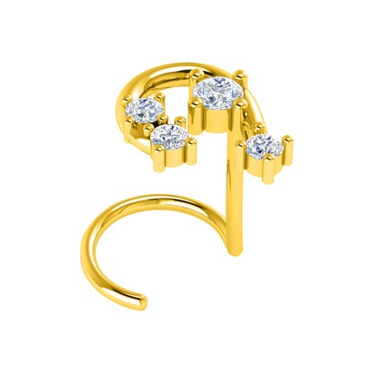RKC JEWELRY Damen-Nasennadel aus 925er-Sterlingsilber, Moissanit, 14 Karat Roségold vergoldet, Gewicht 0,80 g