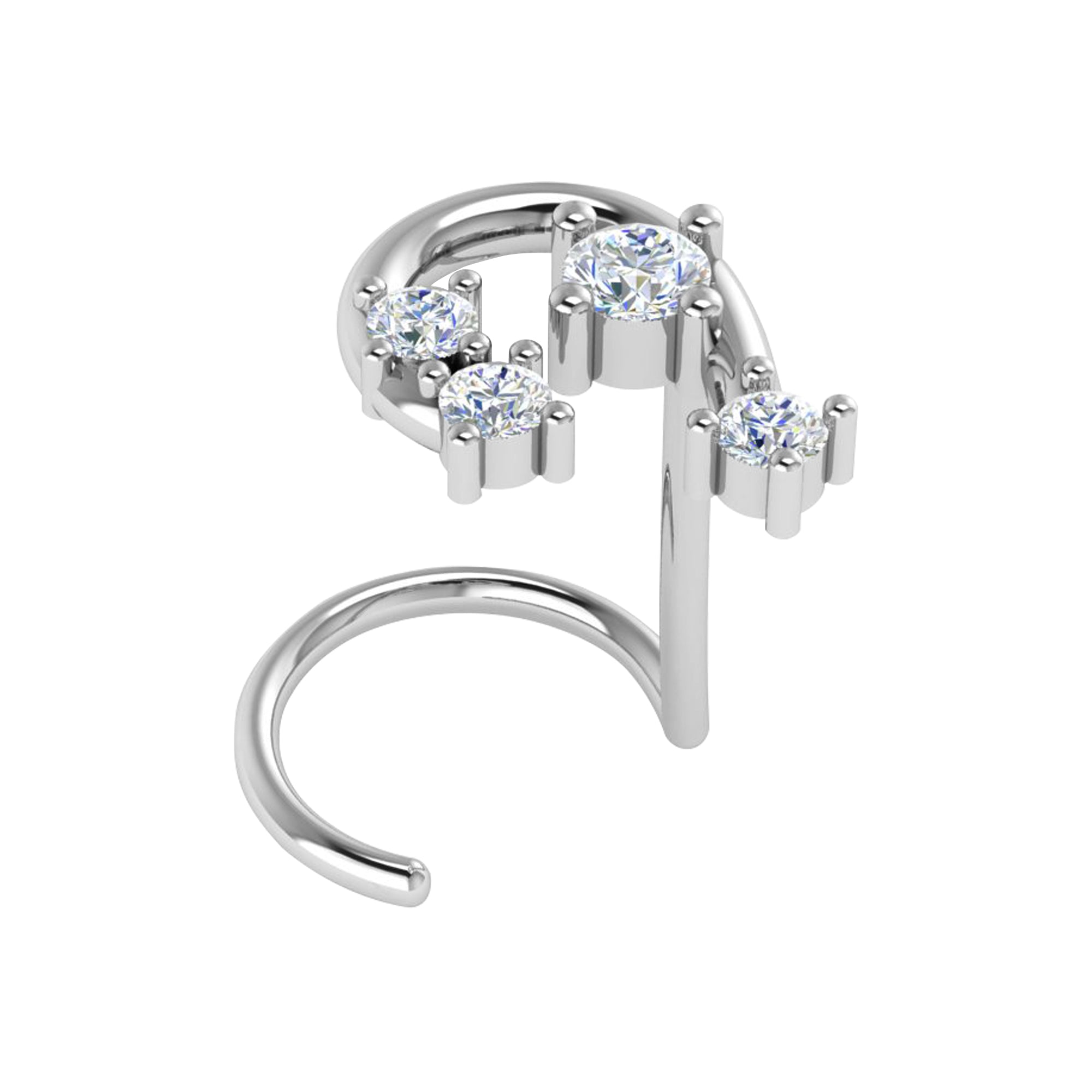RKC JEWELRY Damen-Nasennadel aus 925er-Sterlingsilber, Moissanit, 14 Karat Roségold vergoldet, Gewicht 0,80 g