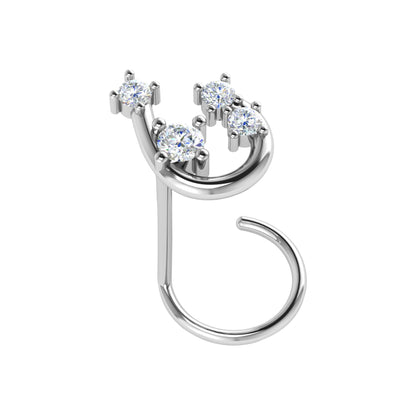 RKC JEWELRY Damen-Nasennadel aus 925er-Sterlingsilber, Moissanit, 14 Karat Roségold vergoldet, Gewicht 0,80 g