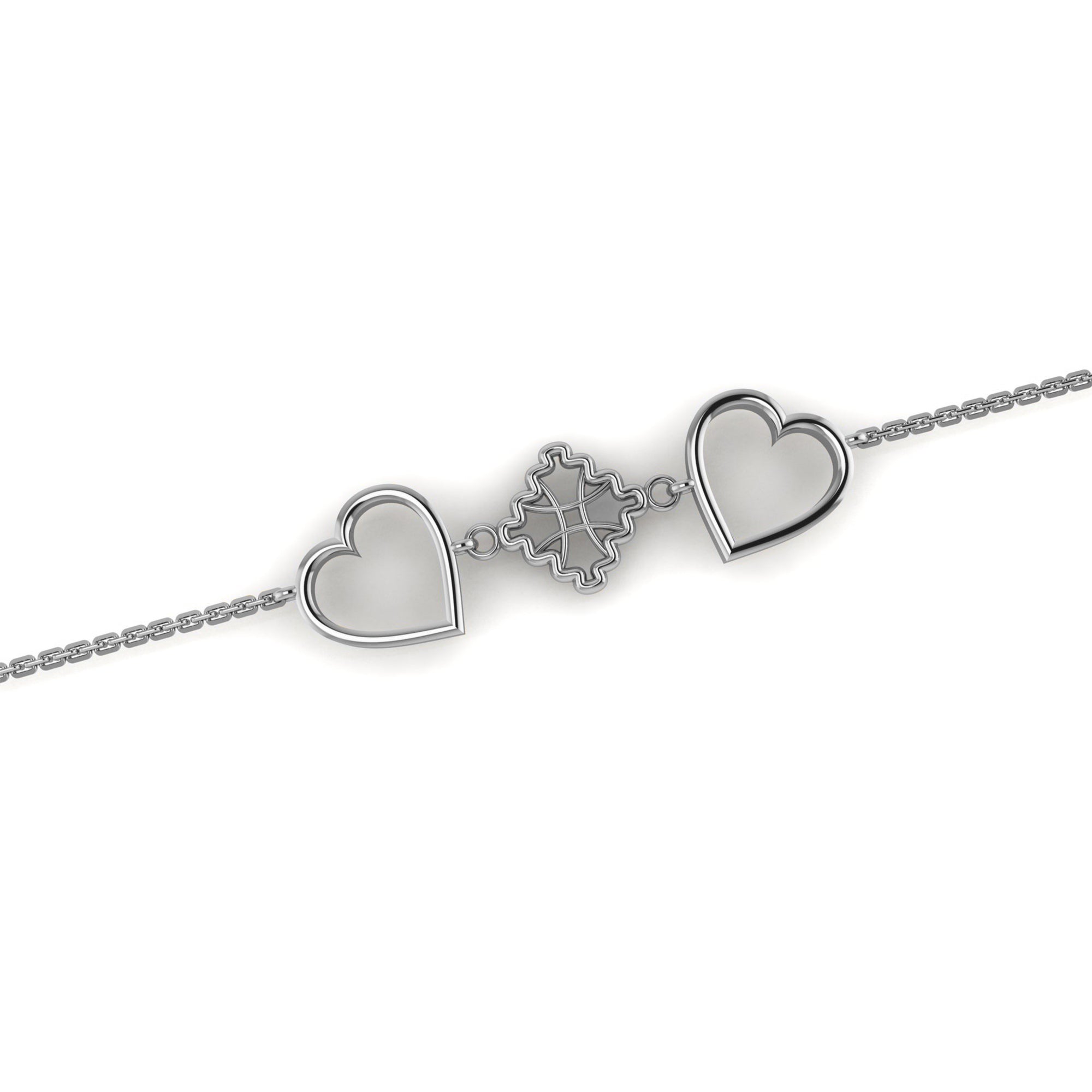 RKC 925 Sterling Silber Damen-Armband mit goldenem Herz, 14 Karat Gelbgold vergoldet, Gewicht 4,00 g, Höhe 12,00 mm