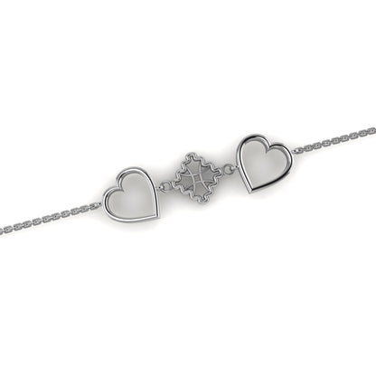 RKC 925 Sterling Silber Damen-Armband mit goldenem Herz, 14 Karat Gelbgold vergoldet, Gewicht 4,00 g, Höhe 12,00 mm