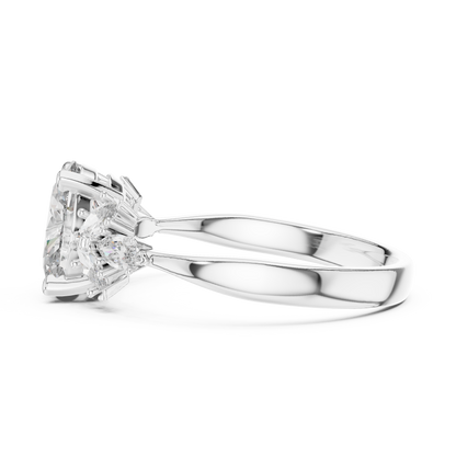 925 Silver Oval Moissanite Cluster Engagement Ring 14K Gold Plated