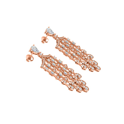 Orecchino da donna con pendente Halo in argento sterling RKC 925, oro giallo 14k, peso 8,00 GM, altezza 51,00 mm