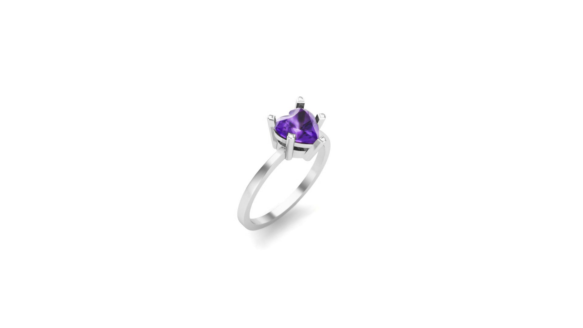 RKC Birthstone Amethyst Engagement Rings 14k Yellow/ White Gold Plated Gift For Her Wt 1.90 gm Width 1.50 MM